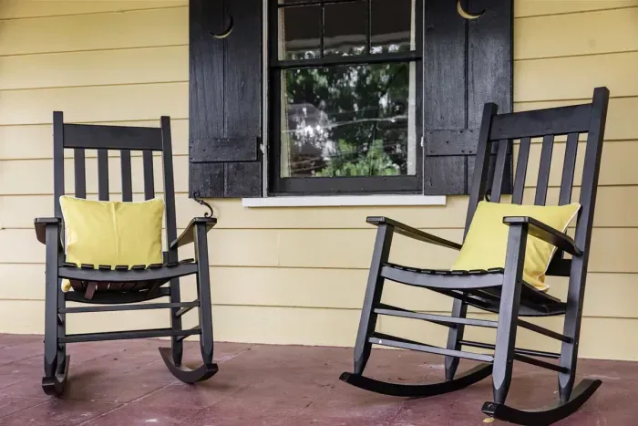 Enjoy the front porch sitting of the south with a glass of Bourbon or Sweet tea.