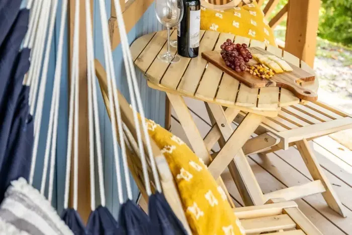 Enjoy the relaxation of a front porch swing