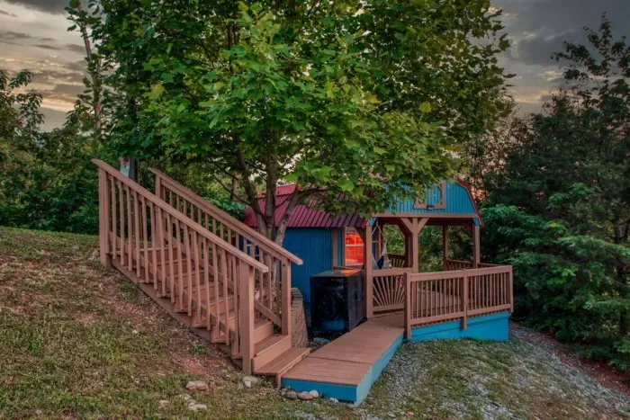 Stairs to the house from parking area