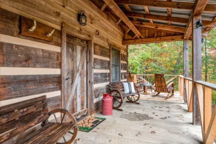 Rustic relaxing front porch