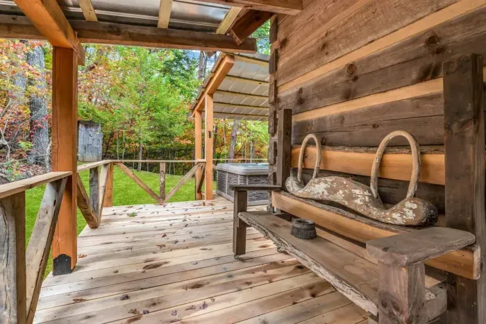 Photo op space rustic yoke bench