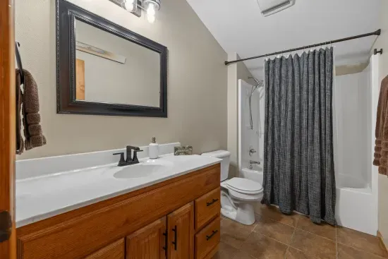 Spacious countertops in the bathroom lets you get ready for a day of adventure or a night out with plenty of room to lay everything out.