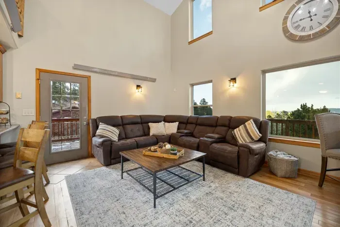 The couch has plenty of room for your group to kick back and relax.