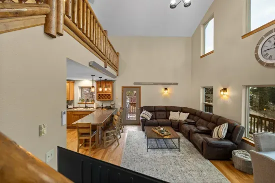 The open floor plan on the main level is roomy and inviting.