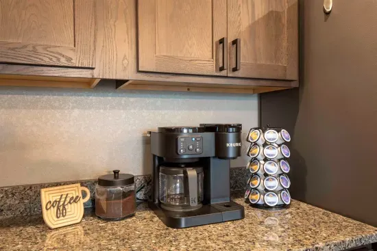 Prepare your morning cup of coffee to enjoy on the deck watching the sunrise.