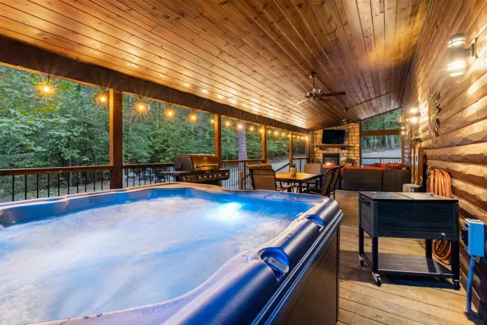 The hot tub is amazing after a day of hiking with the family. Relax on the covered porch and enjoy the privacy of the mountains.