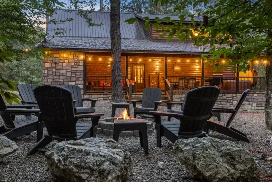 Enjoy the breathtaking wooded setting as you laugh and tell stories around the firepit. A starter set of firewood and smores materials are provided for an elevated experience.