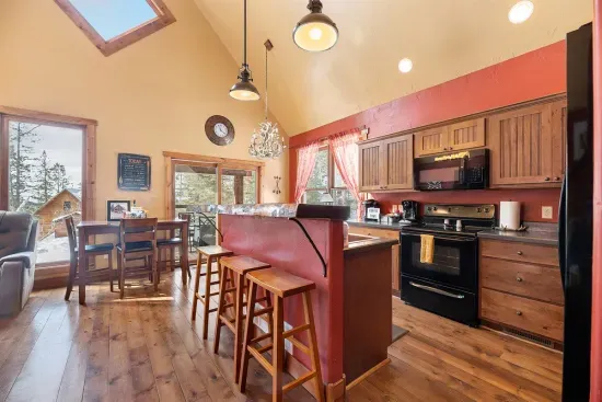 Enjoy a delicious breakfast at the kitchen bar before heading out for an exciting day in the Black Hills.