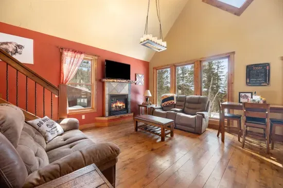 The main floor living room is warm, cozy and relaxing.