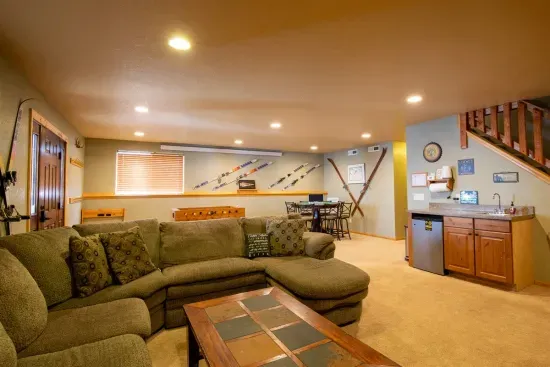 Unwind in the spacious lower level living room.