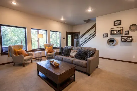 Roomy and open, you'll find relaxing very easy at the cabin.