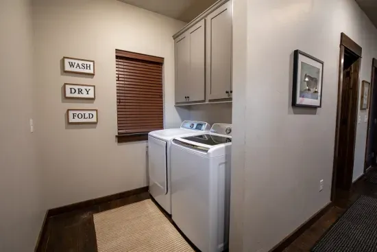 Laundry is simple and easy with the washer and dryer being convenient and right there.