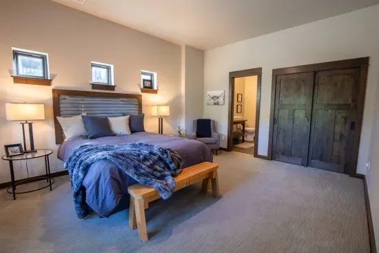 The lower level ensuite bedroom is comfortable and has plenty of room.