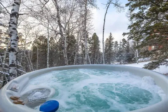 You can soak away the stress in the hot tub.