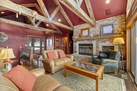 The open floor plan brings the entire main level together.