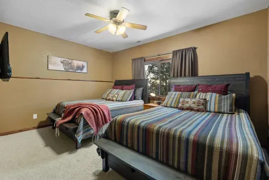 The double queen bedroom allows guests to sleep in comfort.