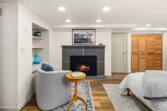 Enjoy the gas fireplace, reading chair and side table