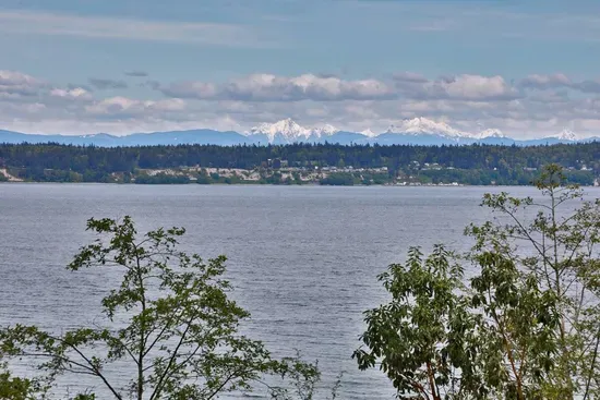 Gorgeous mountain views of the Cascades from the deck.