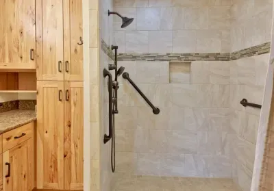 The ensuite bath has been updated and features a large shower that is ADA accessible.