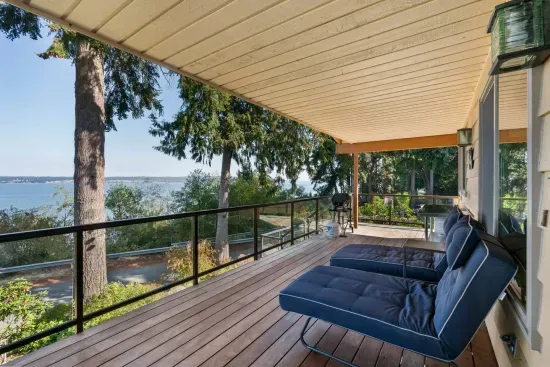 Enjoy the peaceful views stretched out on a comfortable chaise lounge on the covered and heated deck.