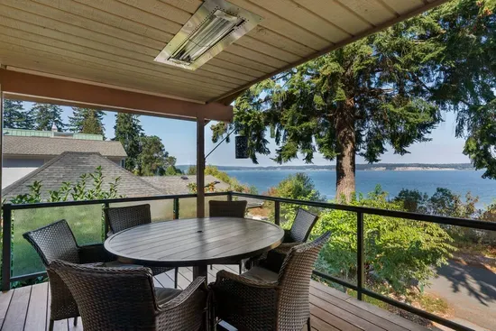 You might choose to eat all your meals al fresco on the covered and heated deck.  Dining for six.