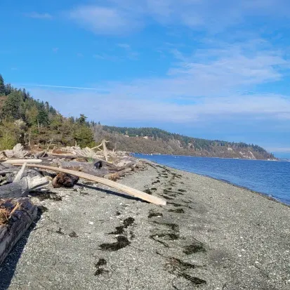 Possession Point Waterfront Park is a 5 minute drive, or a 3/4 mile walk from the house.
