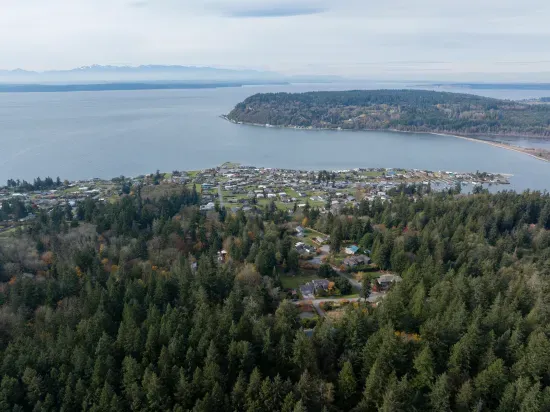 An aerial view of nearby beaches.