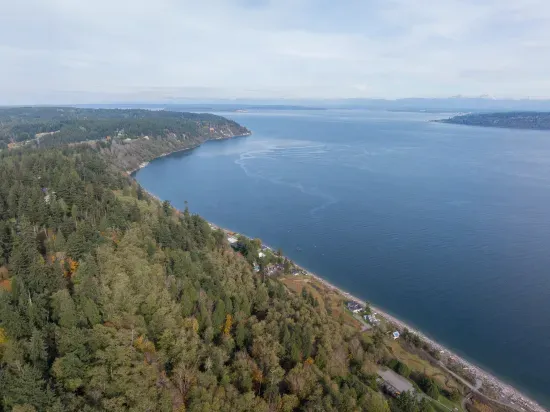 An aerial view of nearby beaches.