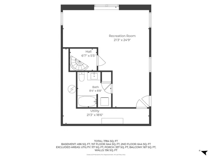 Spacious basement rec room with full bath and versatile bonus space