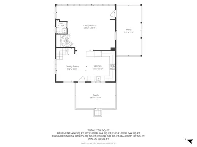 Open-concept main floor with spacious living areas and two inviting porches