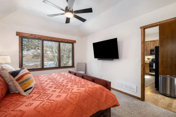 Primary suite with 55" smart tv for your viewing pleasure.