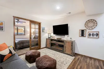 In the lower-level family room, there is a
Smart Tv & fireplace for your enjoyment.