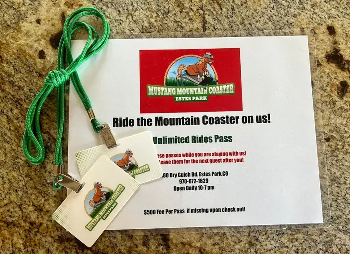 Two unlimited Mustang Mountain Coaster passes to use during your stay.