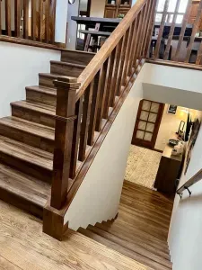 Stairway from the upper level to the lower level.