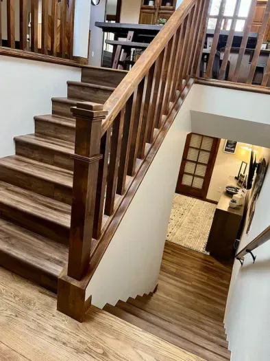 Stairway from the upper level to the lower level.