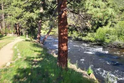 Private river path for guests and residents along the Big Thompson River