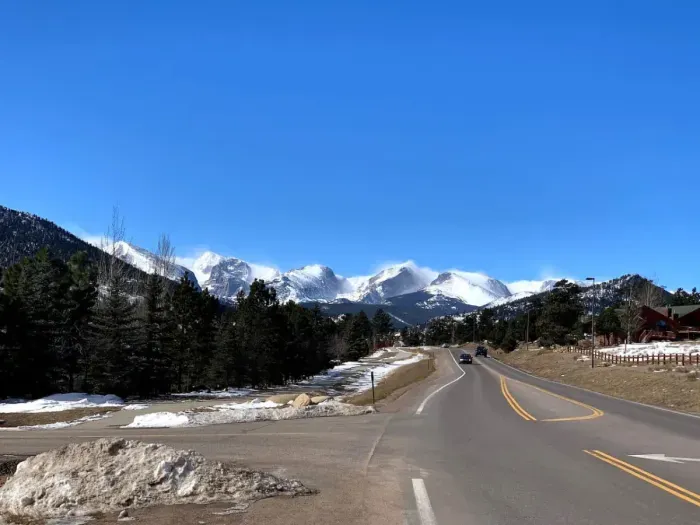Look west to RMNP and the Continental Divide at the entrance to our condo.