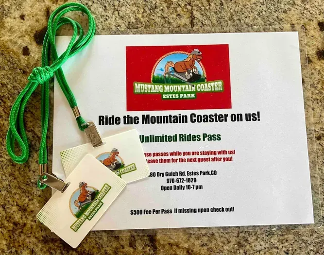 Two unlimited Mustang Mountain Coaster passes to use during your stay.
