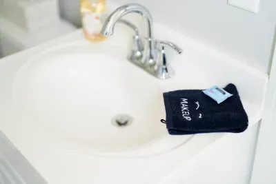 Main floor bathroom. Makeup cloths & wipes. 