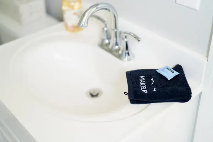 Main floor bathroom. Makeup cloths & wipes.