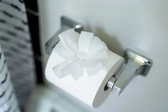 Three rolls of toilet paper supplied per bathroom.