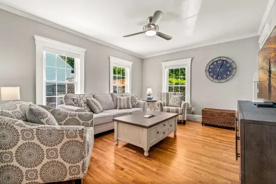 Cozy & comfortable main floor living room.