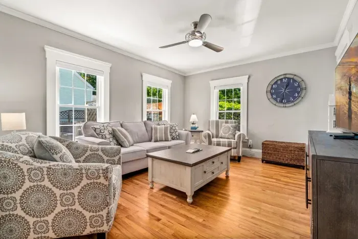 Cozy & comfortable main floor living room.