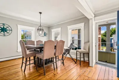 Dining Room - Seats six with two extra chairs & a highchair if needed.