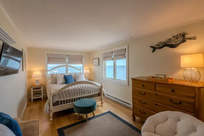 Bedroom #3. Second floor bedroom with a queen size bed and beautiful water views.