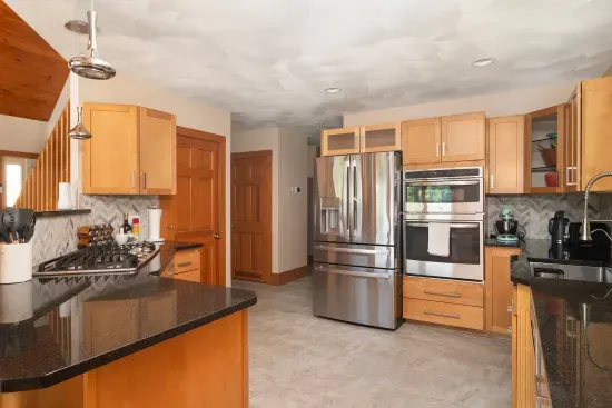 Large kitchen with a gas stove