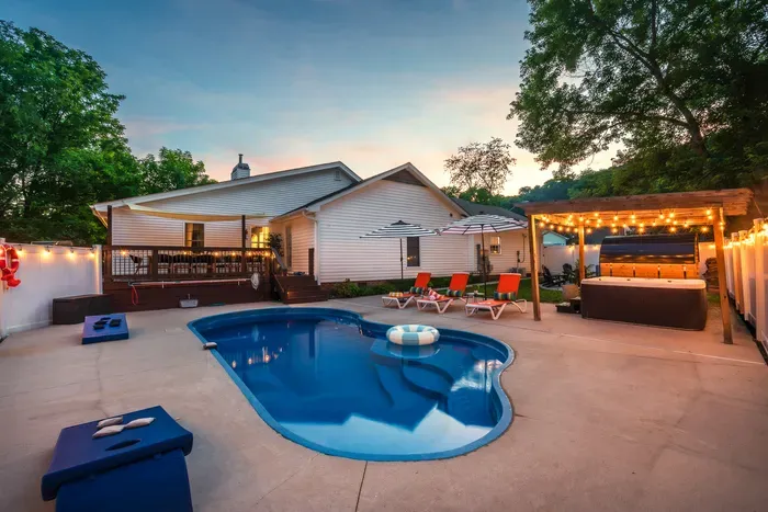 Private pool, hot tub, and string-lit patio for perfect getaway nights