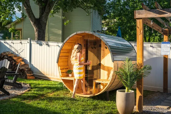 Private backyard sauna for a cozy, spa-like guest retreat