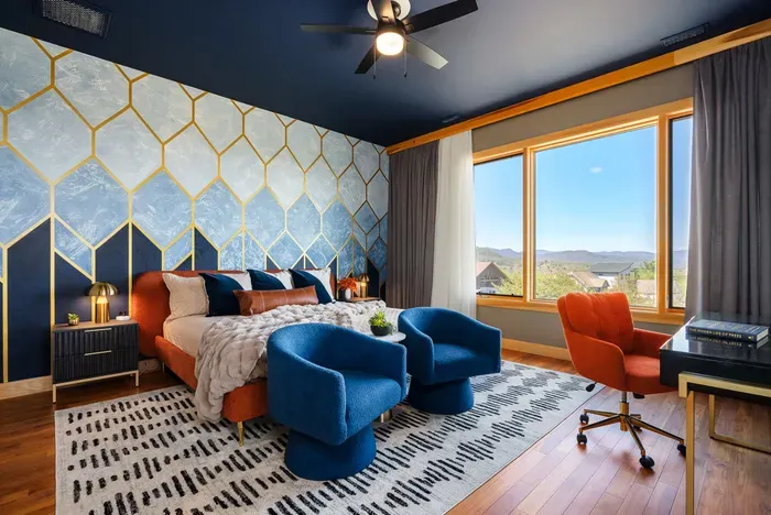 Wake up to a king bed framed by mountain light, then swivel into the chair by the window with coffee and let the day arrive on your schedule, not anyone else's.