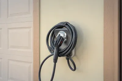 Plug in and forget about it. The Level 2 EV charger lives right on the wall, so the car tops off overnight and the morning starts without a single detour into town.